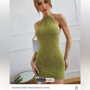 SHEIN green backless mini dress
